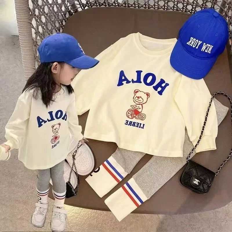 Autumn Clothes Baby Girl Cartoon Bear Sweater Top and Legging Pant Set Children Cotton Letter Pullover Sport Trousers 2pcs SuitT260316-image-1097849529