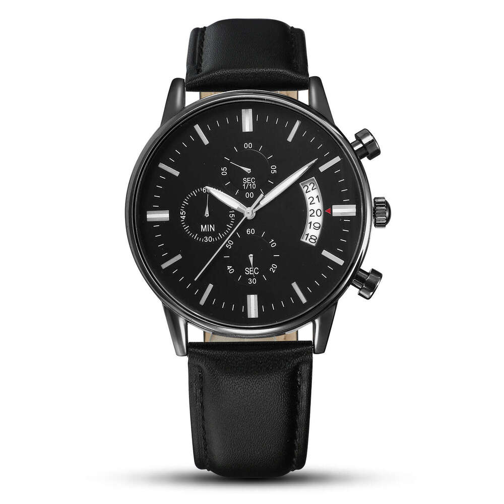 Hot Selling Calendar Steel 45 Mesh With Quartz Waterproof Coated Glass 89 Night Light Three Eye 6 Pin Men's Watch