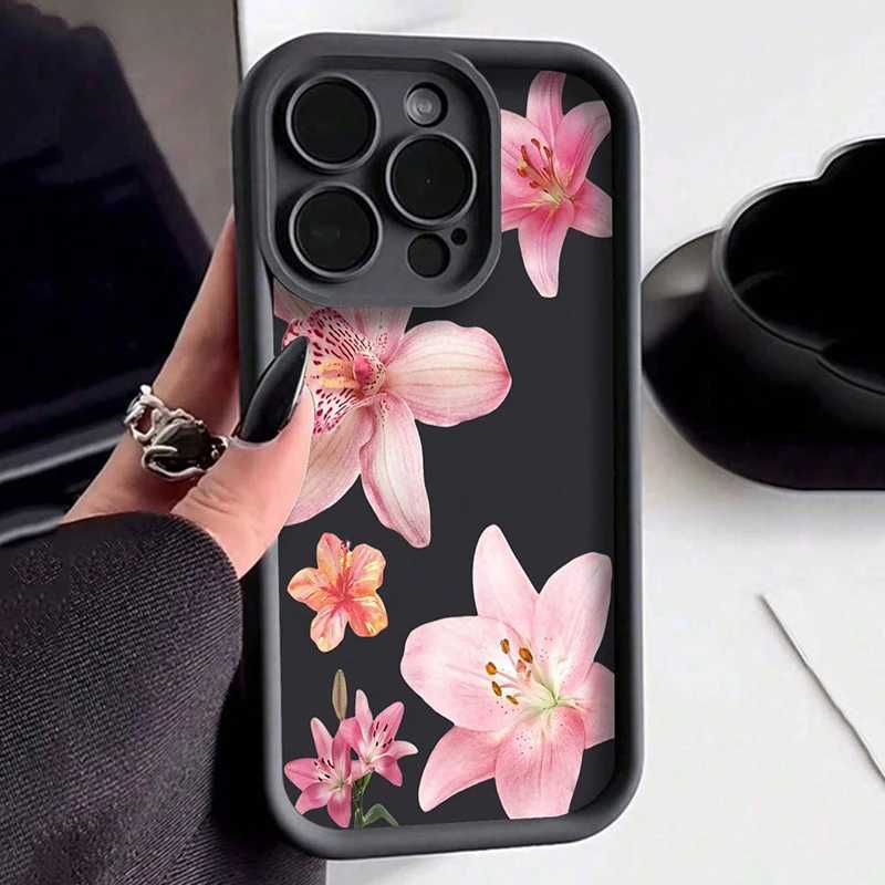 Minimalist Pink Lily Floral Pattern Phone Case For iPhone 17 16 15 14 13 12 11 Pro Max XS X 7 8 Plus 16e Shockproof Bumper Cover H260317-image-1097934526