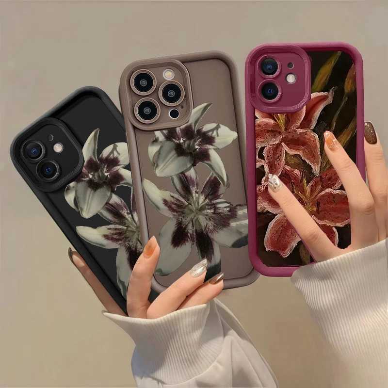 Oil Painting Lily Orchid Flower Print Soft Phone Case For IPhone 17 14 15 16 Pro Max Plus 16E 12 13 Mini 17 Air Silicone Cover H260317-image-1097934517
