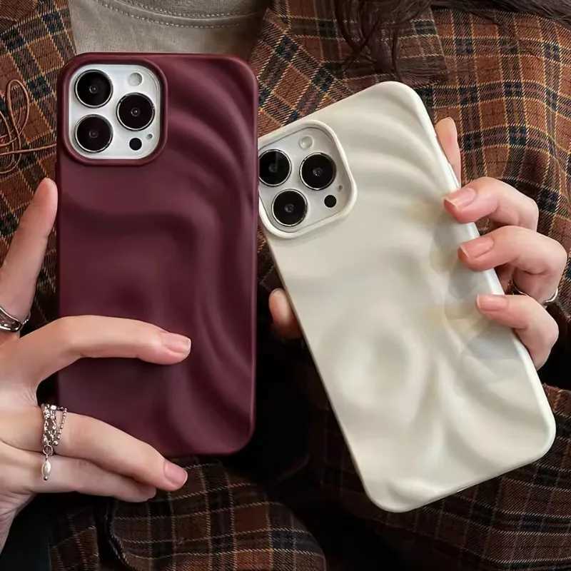 INS Wine Red 3D Water Ripple Soft Silicone Case For IPhone 11 12 13 14 15 16 Pro Max Folds For IPhone 16Pro Max Shockproof Cover H260317-image-1097934723