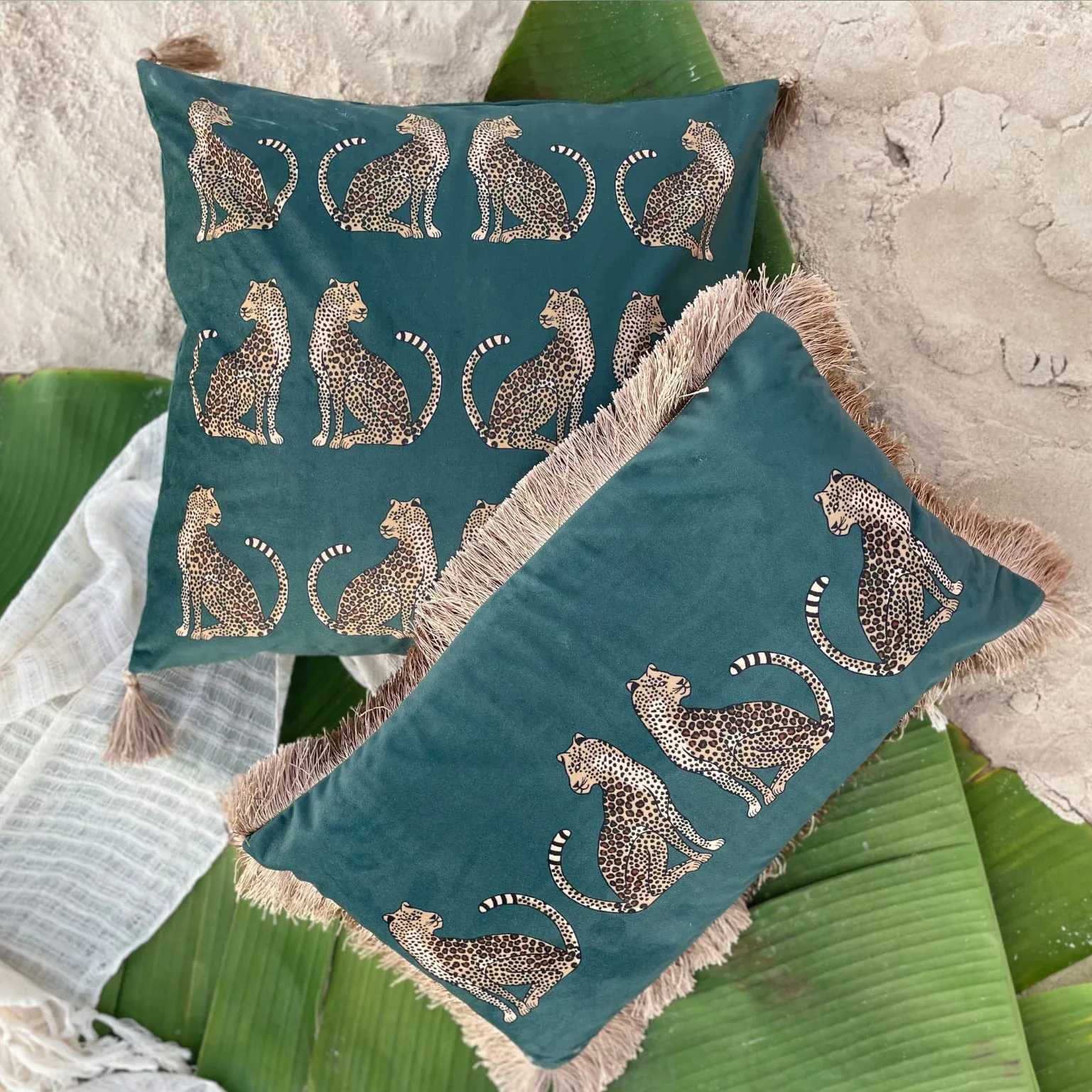 pillowcase American Luxury Style Leopard Gold Tassel Case Ins Decorative Home case Bohemian for Bed Livingroom Sofa C260314-image-1097935034