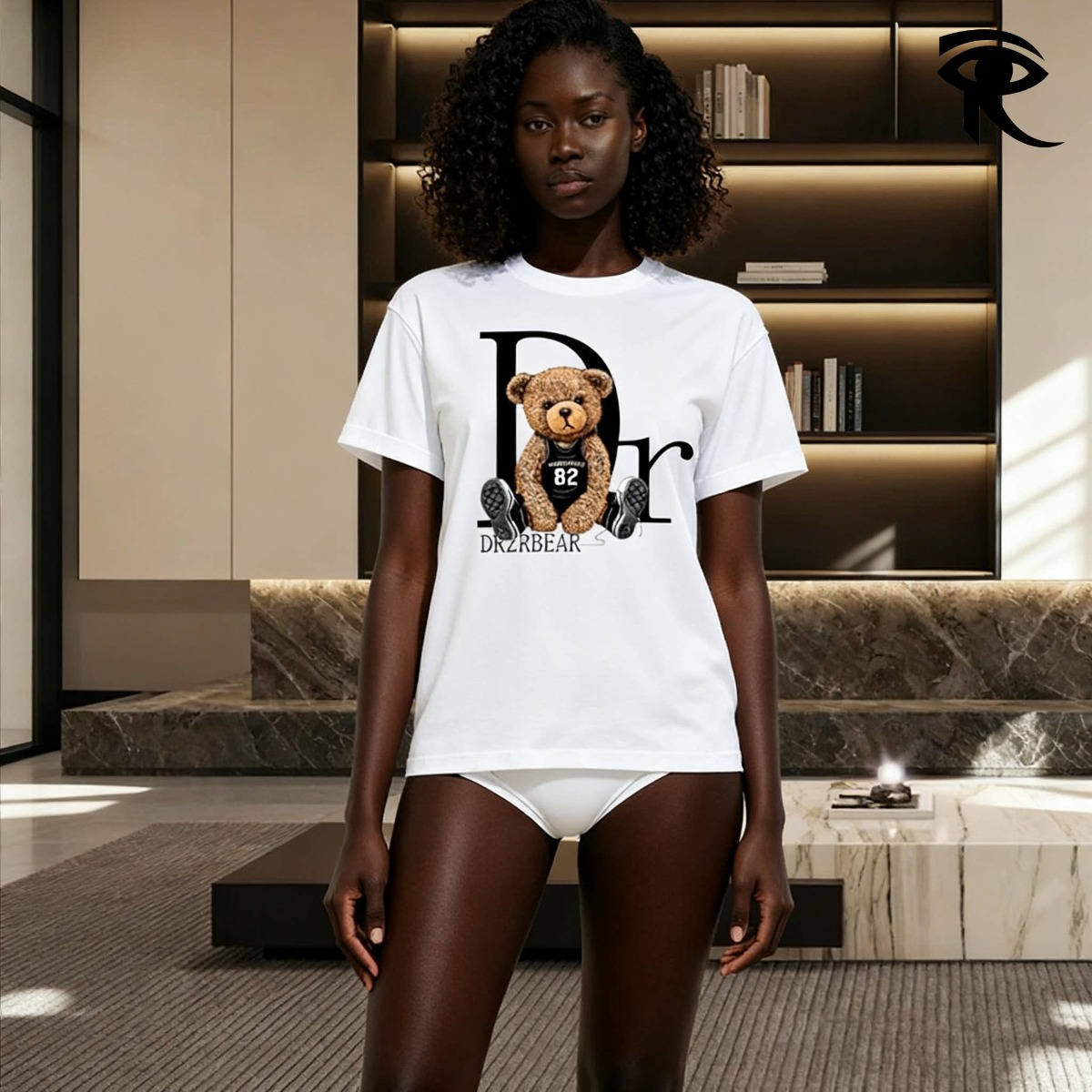 2026 Nouveau unisexe 100% coton T-shirt à capuche printemps été imprimé ours à manches courtes American Street Graffiti poignets côtelés sweat-sh