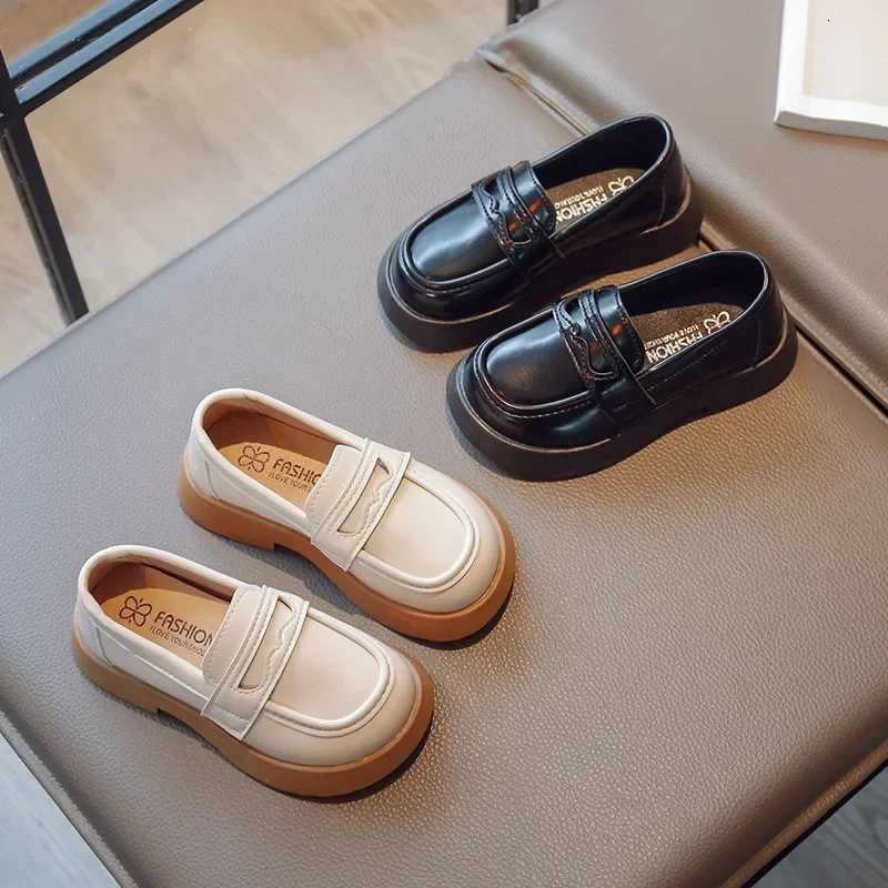 2025 Spring Summer England Style Princess Casual Leather Boat Shoes Kids Round Head Non-slip Childrens Fashion LoafersT260314