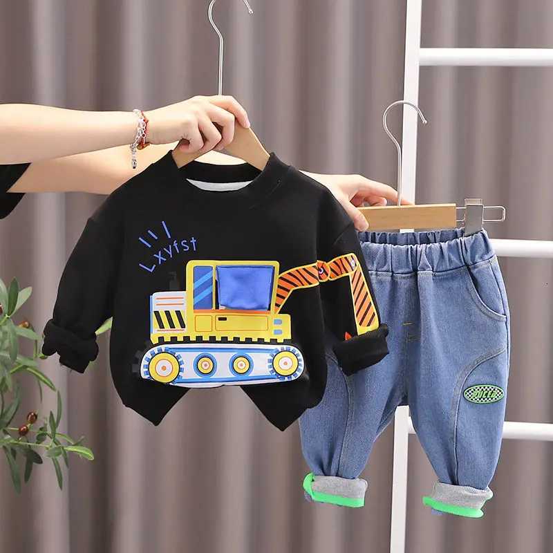 Spring Autumn Baby Boys Children Clothing Sets Toddler Tracksuits Wear Long Sleeve Cartoon Tiger T-shirt Jeans Cotton SuitsT260316-image-1097847575