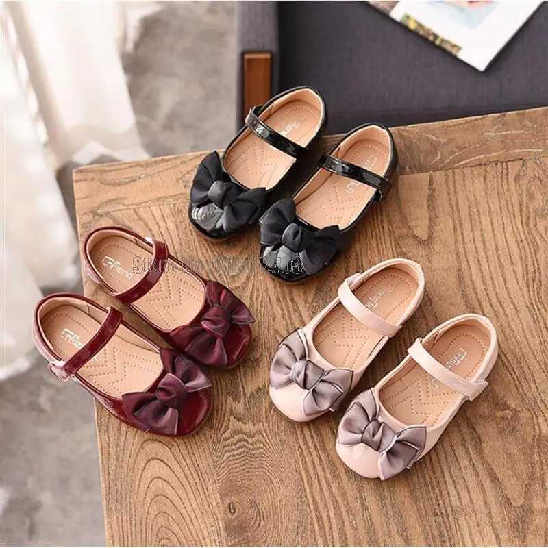 Enfant princesse rouge rose noir enfants en cuir robe de soirée plat fille sandale bébé Sneaker ShoesT260314