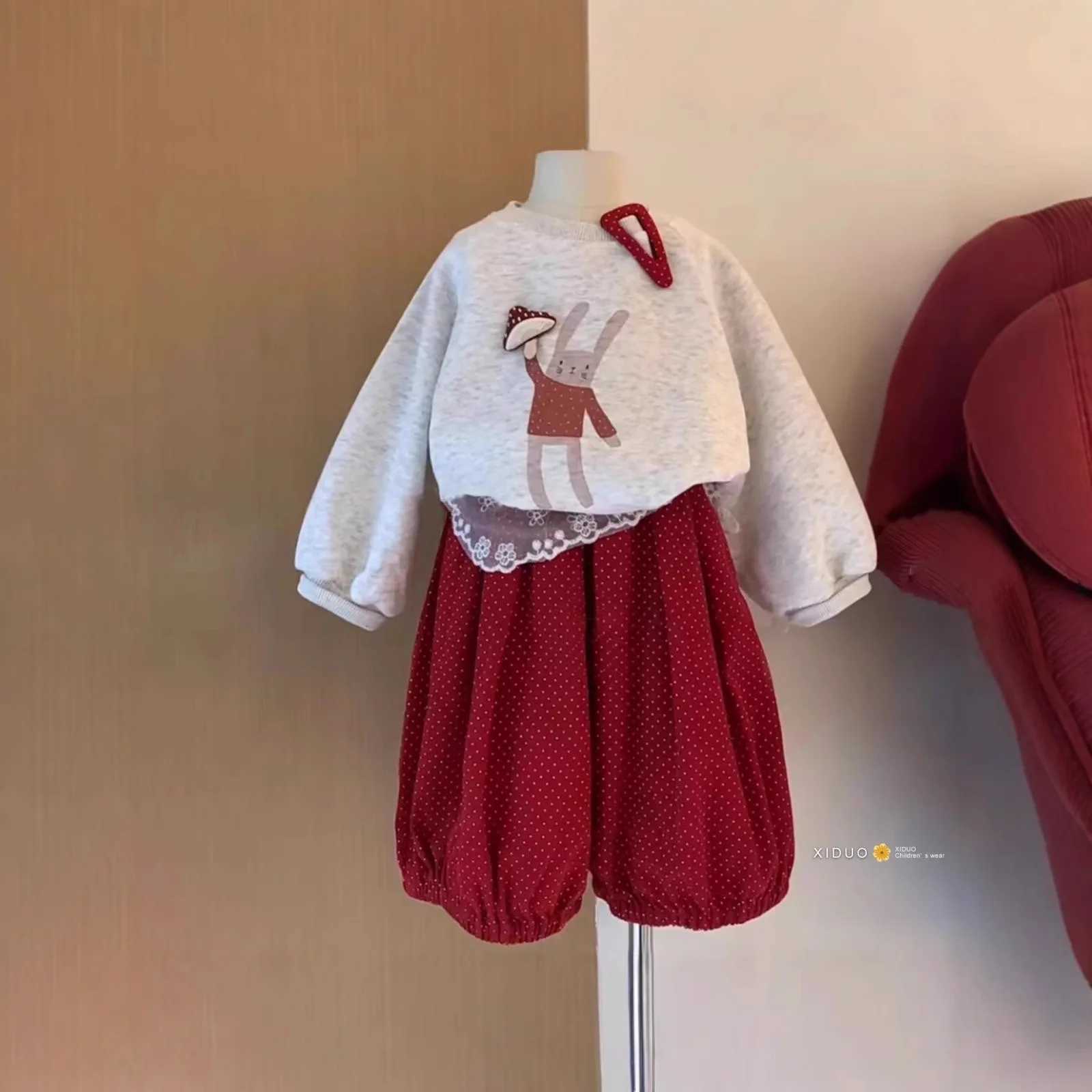 Ensemble sweat-shirt et pantalon imprimé de dessin animé pour filles, Style coréen, mignon, manches longues, tenue 2 pièces polyvalente, nouvelle