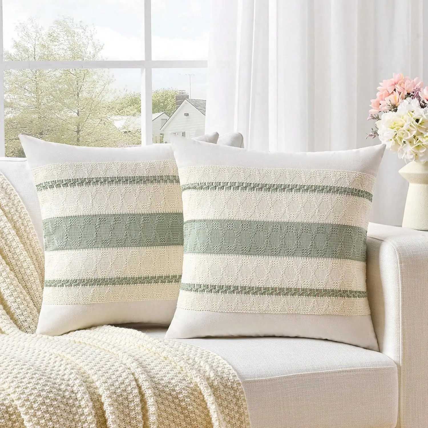 pillowcase 1pcs Solid Color Cushion Cover 45x45CM Modern Woven Fabric Throw Cover Decorative Home Cushion for Sofa Bed case C260314-image-1097934845