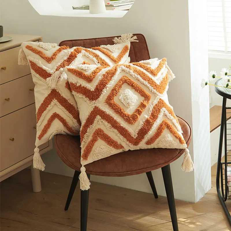 pillowcase Geometric Tufted Cushion Cover Retro Home Decor Tassel Cotton case For Sofa Living Room Bohemia Decorative Cover C260314-image-1097934894