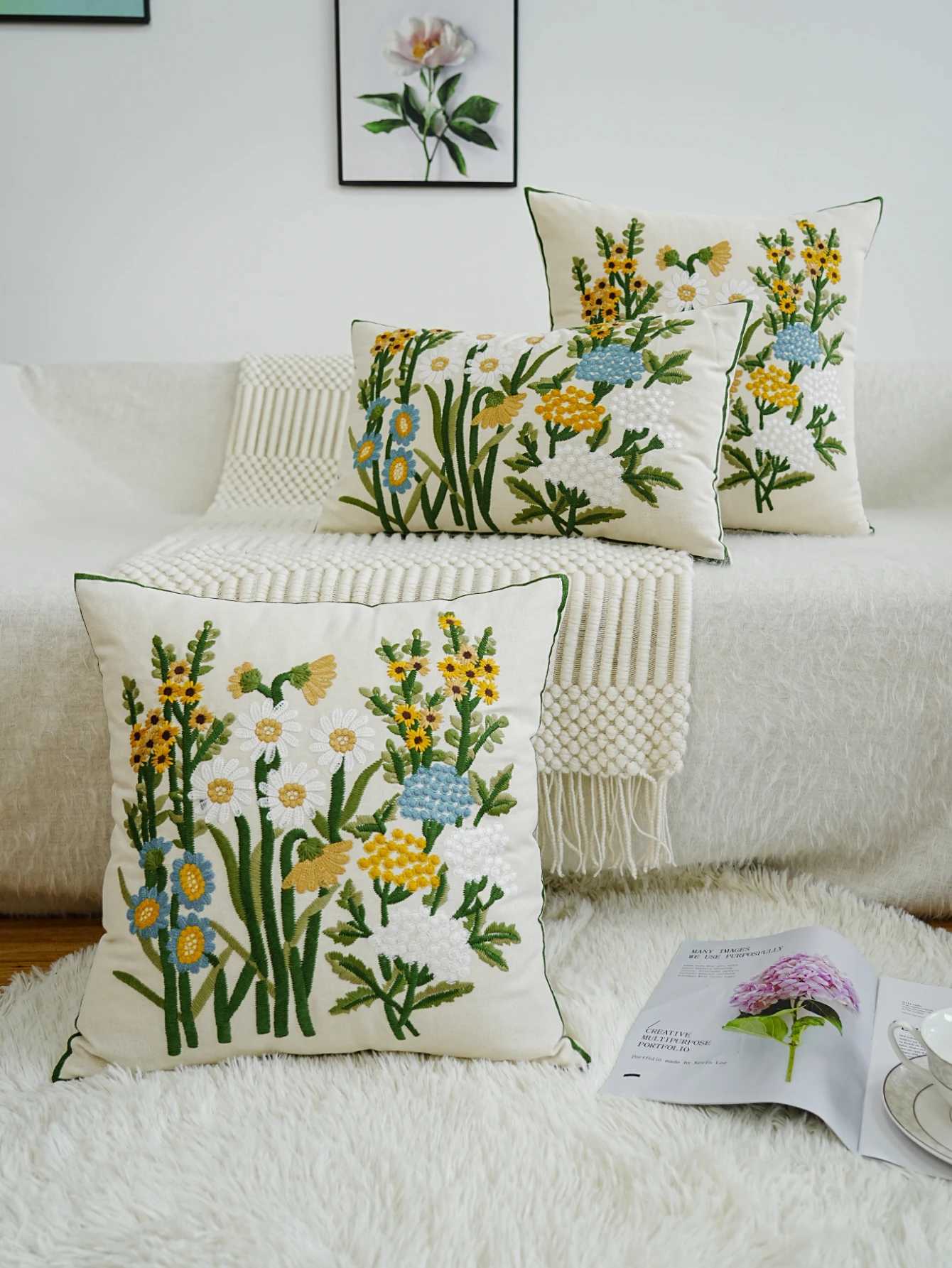 pillowcase Exquisite Garden Floral Embroidered Cushion Cover Without Core For Various Room C260314-image-1097934735