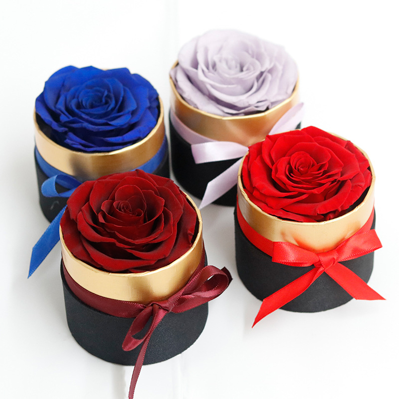 1 Head Presesrved Rose in Round Box with Lid Birthday Gifts for Women Wife Mothers Day Valentines Anniversary Thanksgiving Flowers for Mom Home P-image-1097851897