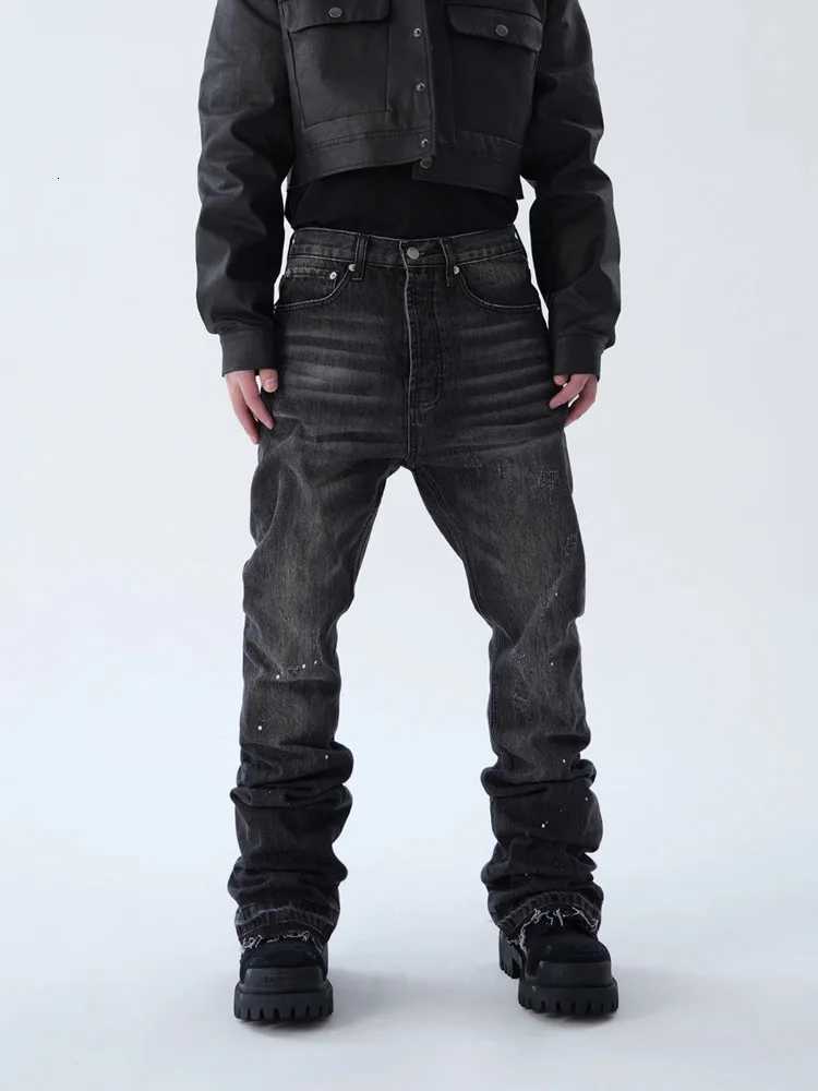 2025 américain rétro Y2K Streetwear lavé noir mince jean évasé pantalon pour hommes vêtements de luxe coton pantalons longs Ropa HombreT260316