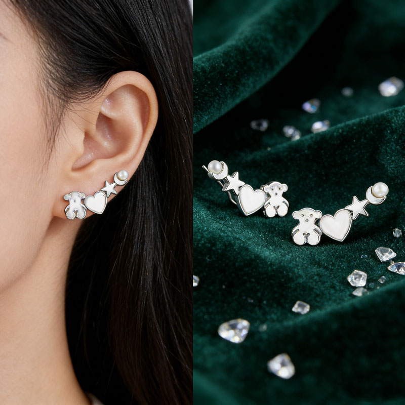 DSN Jewelry TOUSED Cute Bear Stud Earrings Adorable Animal Themed Jewelry Fashion Lovely Minimalist Ear Accessories For Women Girls Daily Party Wear
