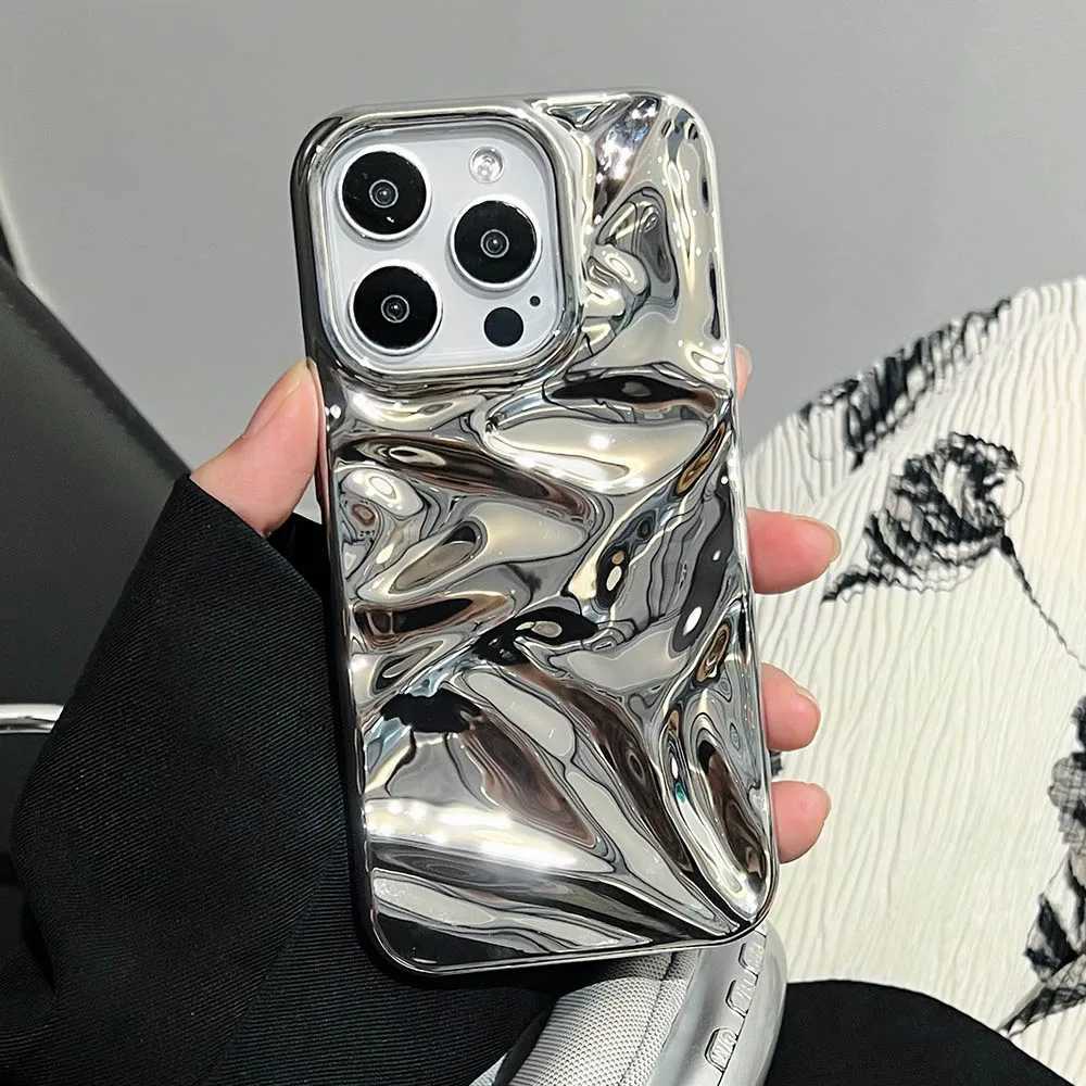 Luxury Electroplate Silvery 3D Wrinkle Phone Case For iphone 17 16 15 14 13 11 12 Pro Max 17Air Purple Water Ripple Soft Cover H260317-image-1097934853