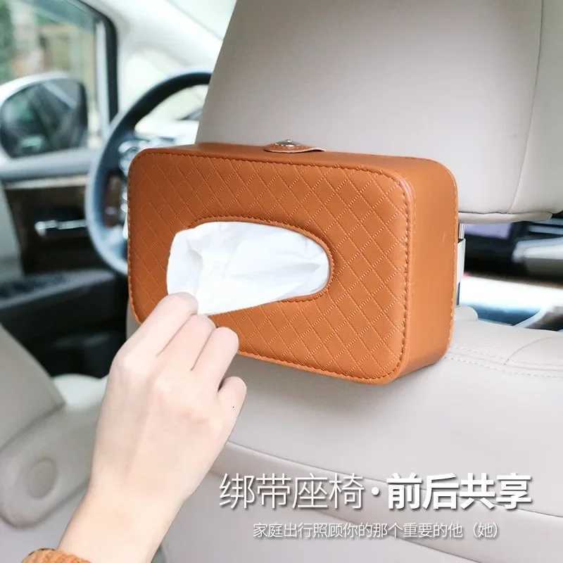 Creative Mtifunctional Leather Car Tissue Box Car Tissue Suction Bag Sunshade Chair Back Cross - border K260317-image-1097844042