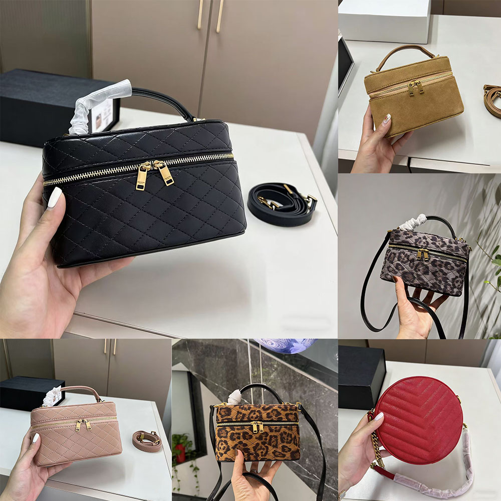 10A Sac de créateur Sac de maquillage en daim Sac de vanité Sacs à bandoulière de mode de luxe Mini boîte Sac à main Double fermetures à glissièr
