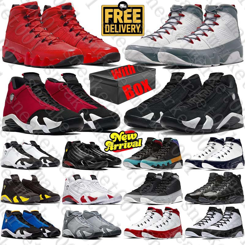Livraison gratuite avec boîte Designer Basketball 9 9s 14 14s chaussures baskets pour hommes hommes noir blanc formateurs coureurs de sport respi