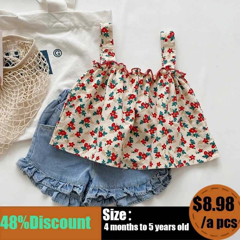 Girls Outfit Sets Summer Kids Casual Clothing For Girls Fragmented Suspender SkirtShorts Childrens Baby Girl ClothingT260316-image-1097847357
