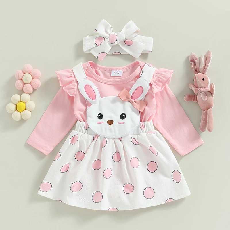 Easter Infant Baby Girls Jumpsuits Set Ruffle Long Sleeves Romper and Casual Cartoon Bunny Suspender Skirt Headband 3pcs OutfitT260316-image-1097848561