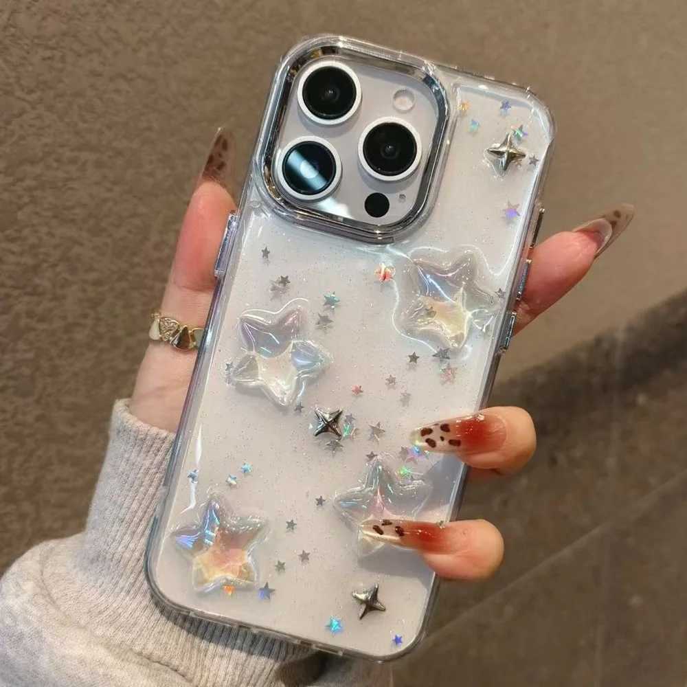 Luxury 3D Star Bling Glitter Shockproof Phone Case For iPhone 17 16 15 14 13 12 11 Pro Max Plus Transparent Bumper Cases Cover H260317-image-1097934754