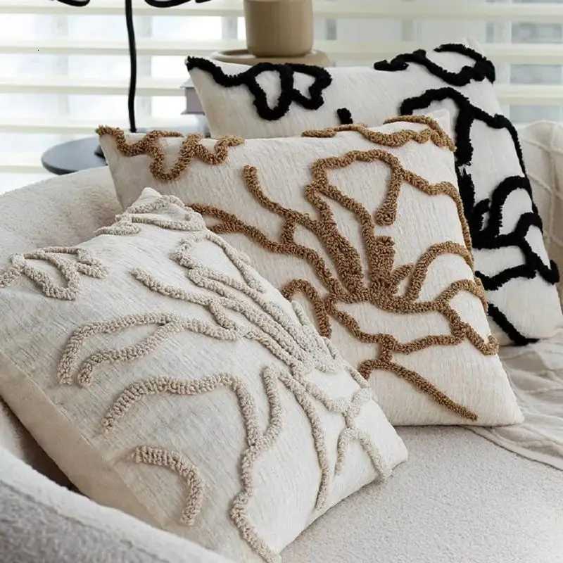 pillowcase Floral Tufted Cushion Cover Boho Style Decorative Throw Cover For Sofa Living Room 45x45CM case Home Decor C260314-image-1097936000