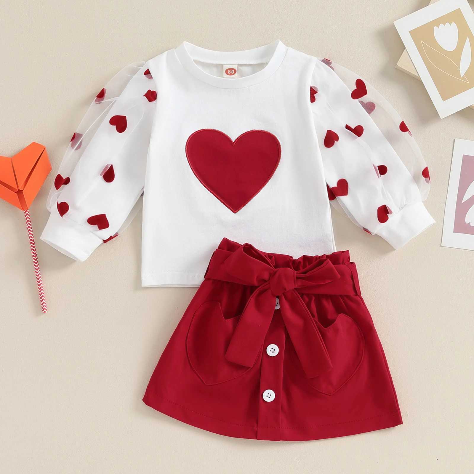 mababy 6M-4Y Valentines Day Toddler Infant Kid Baby Girl Clothes Sets Mesh Long Sleeve Heart Tops Skirts Outfits D05T260316-image-1097846825