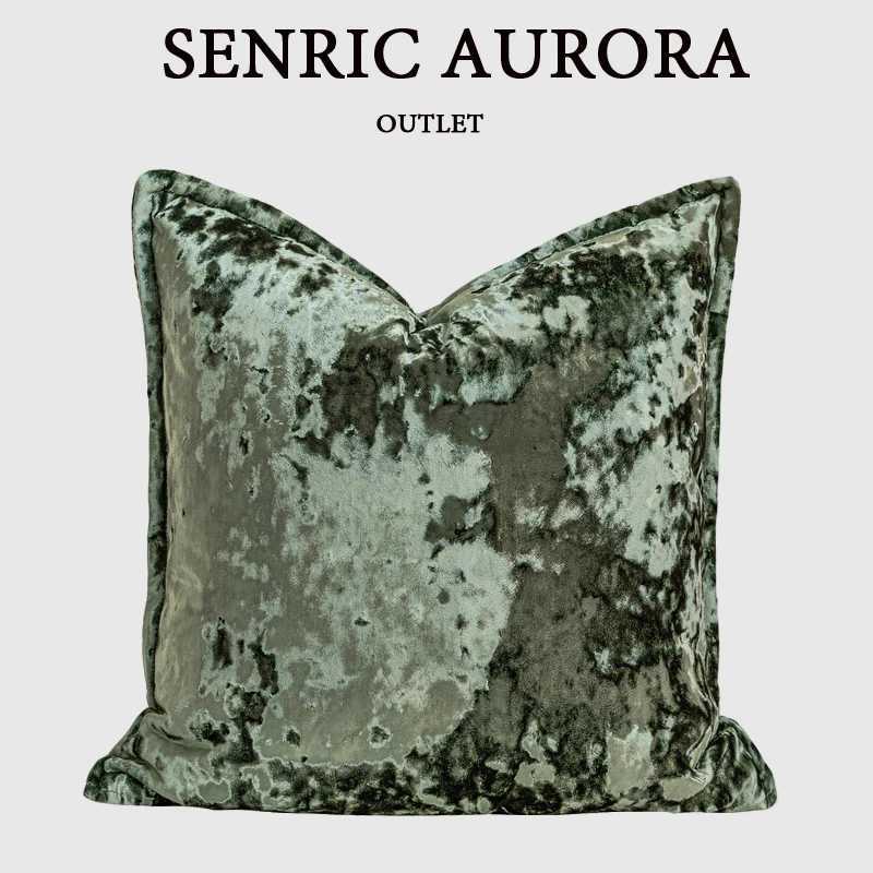 pillowcase Light Luxury Cushion Cover Cardamom Green Ice Flower Velvet Waist Case 45x45 50x50cm For Hotel Home Sofa Room Bed C260314-image-1097935132