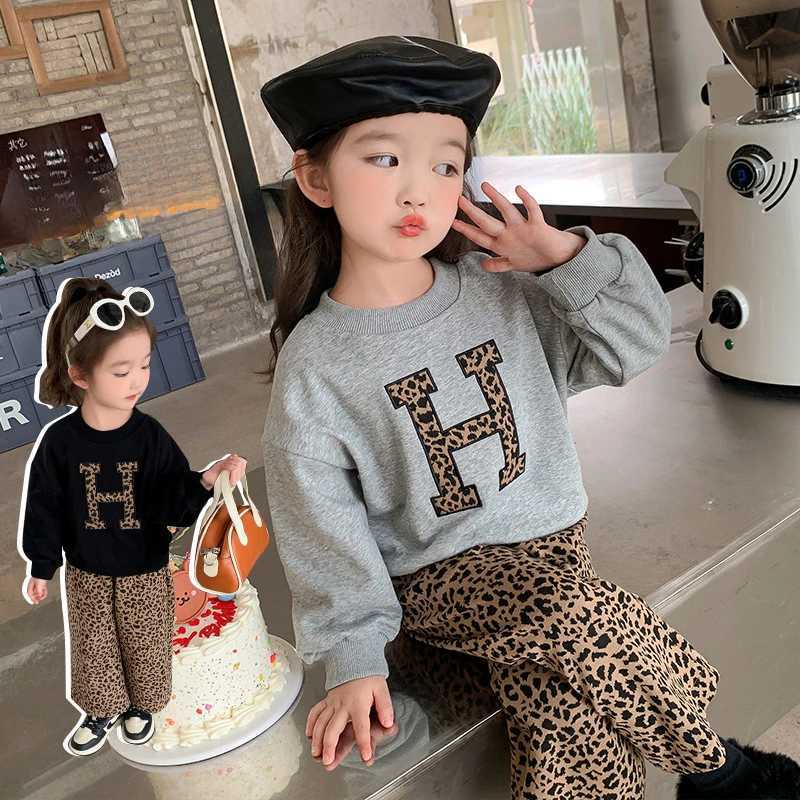 Childrens Clothing Sets H Letter Long Sleeve Hoodie Wide Leg Pants 2pcs Baby Girl Clothes Kids Boutique ClothesT260316-image-1097848284