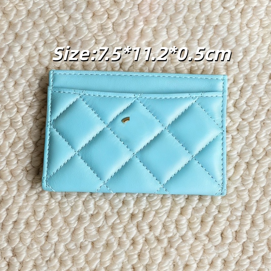 Designer Luxury Wallet 5 Mini Diamond-Quilted Card Holder 9 Blue Pink Black Leather 9 Card Holder