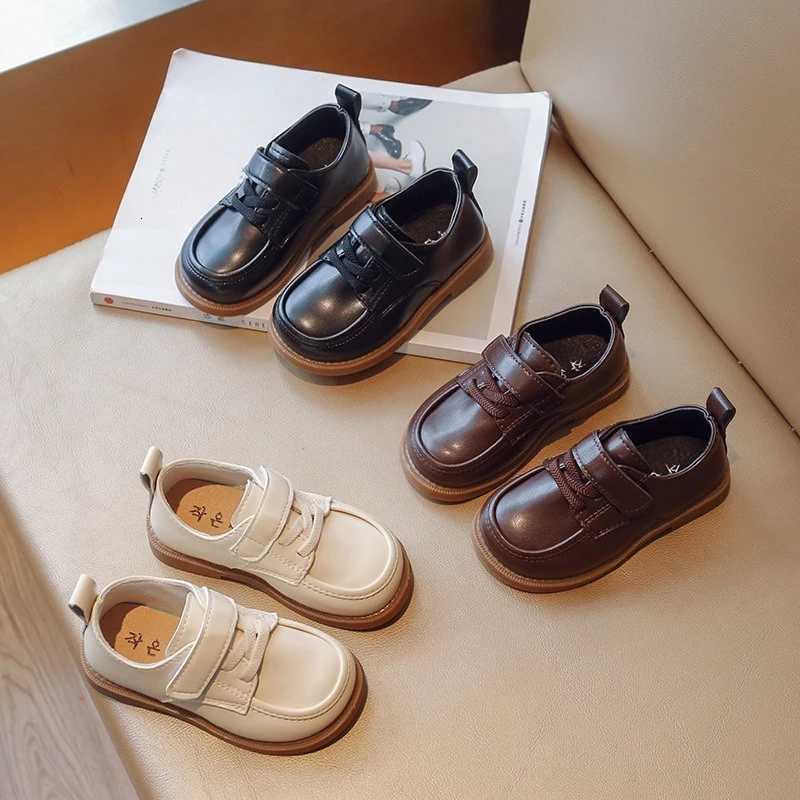 Fashion Girl Single Shoes Kids Leather Shoes Korean Retro Baby Boy Toddler Anti-Slip Simple Casual Princess Flats First WalkersT260314
