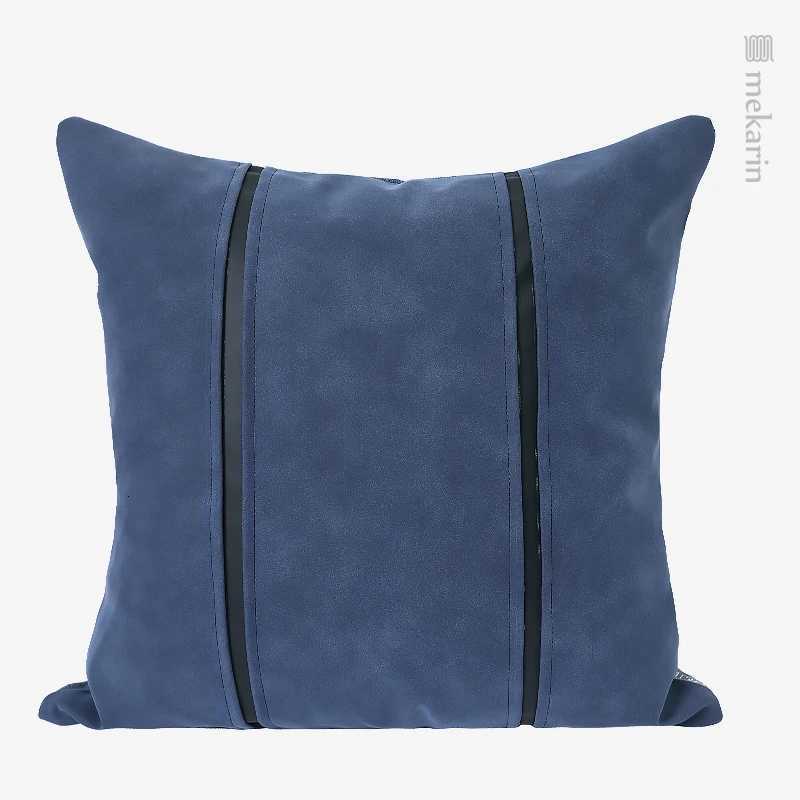pillowcase Nordic model room bedside cushion living room bedroom sofa light luxury blue black leather square waist C260314-image-1097936048