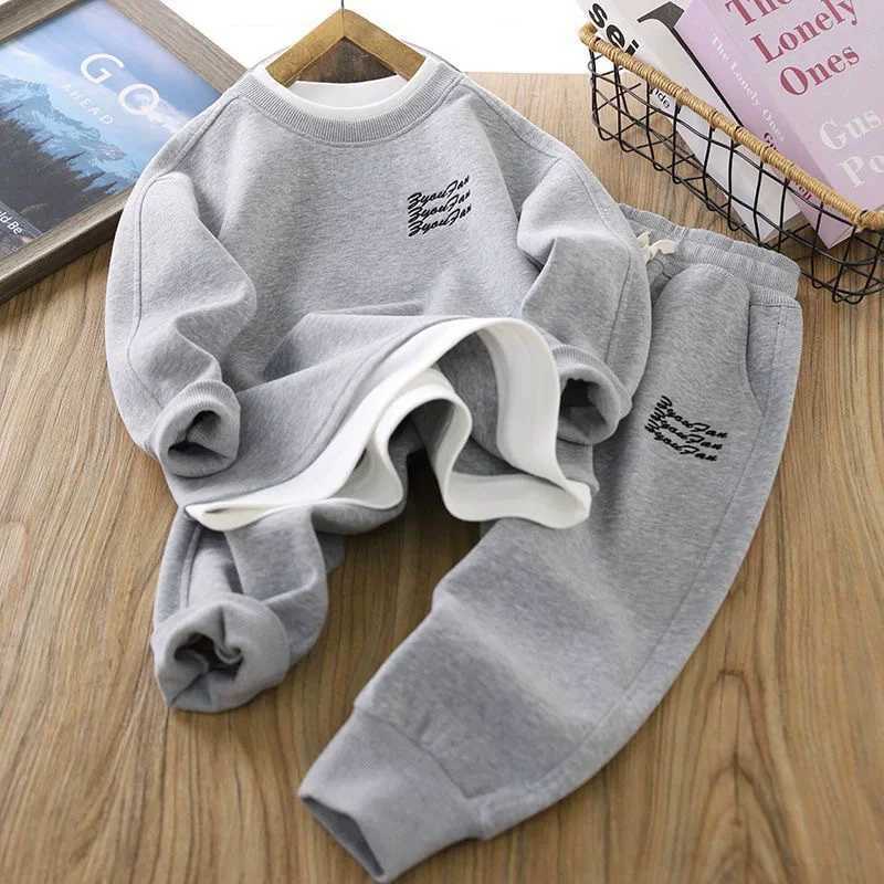 Ensembles de sweat-shirts pour garçons, pull-over décontracté, pantalon, 2 pièces, printemps, adolescents, costumes de Sport en coton, vêtements