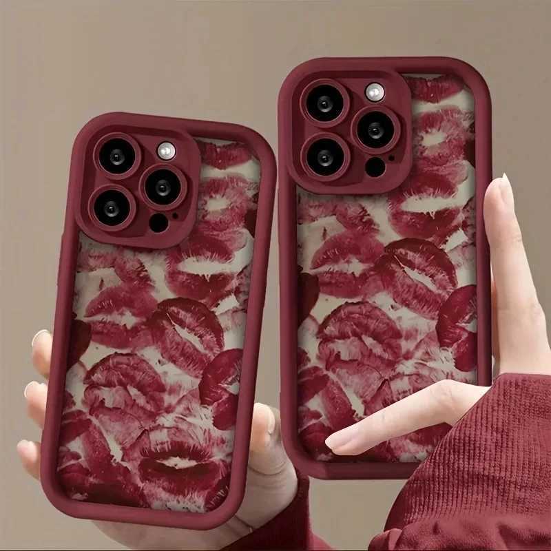 Valentines Wine Red Lip Print Soft TPU Shockproof Phone Case For iPhone 16 15 14 Pro Max 16E 13 12 11 XS X XR 7 8 Plus SE2 Cover H260317-image-1097934586