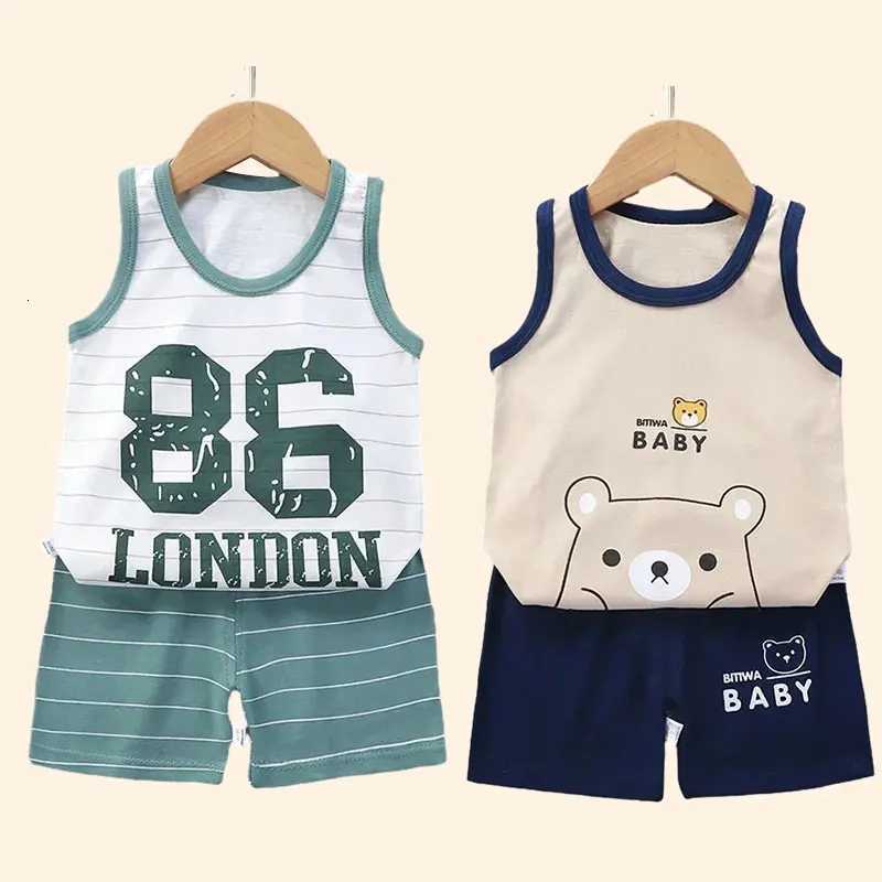 Children Sets Kids Clothes Boys Girls Vest Suit Summer Childrens Clothing baby Cotton T-Shirts Shorts Tank Top SleevelessT260316-image-1097848015