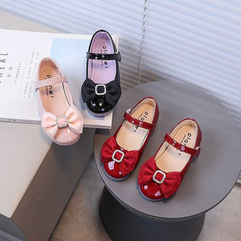Printemps filles princesse chaussures brillant luxe brillant Ctystal enfants chaussure plate fête danse bout rond couleur unie enfant en bas âge
