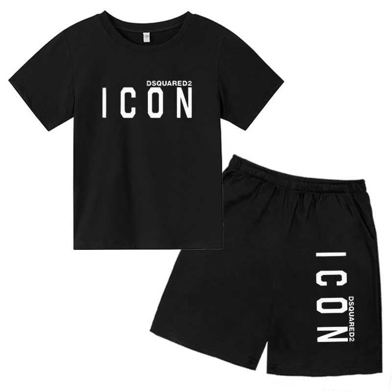 ICON print 2-12 Years Boys Girl Children Clothes T-shirts Shorts Sets Casual Short Sleeve shorts suitsT260316-image-1097849487