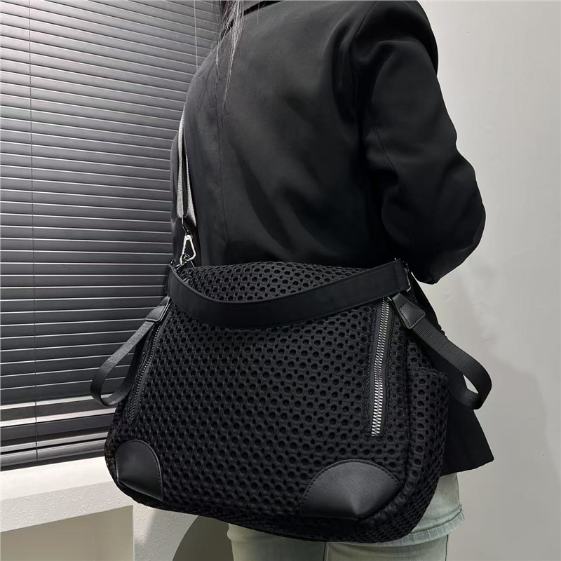 G70 Sac à bandoulière élégant en maille légère pour femme – Style complémentaire de rangement extensible