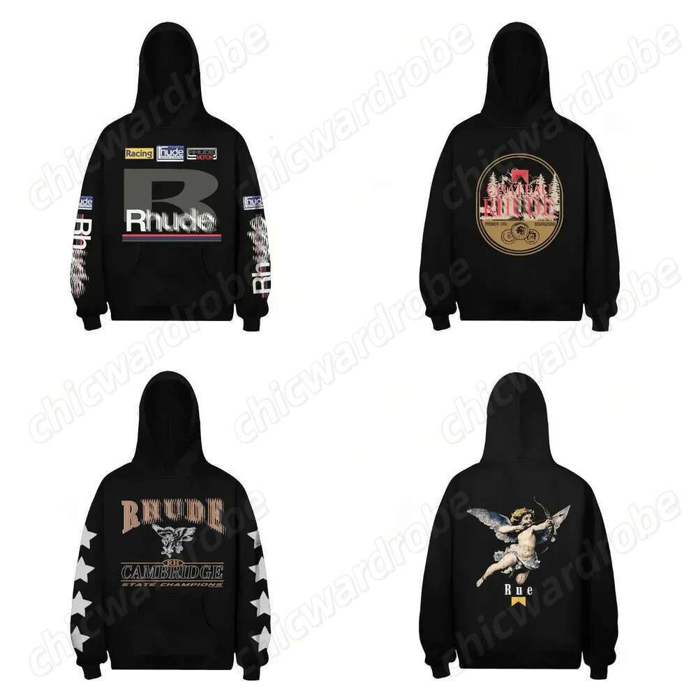 Rhudelys Mens Designer Y2k Hoodies Hip-Hop Pullover Quality Fashion Athleisure Printed Pattern Loose High Street Retro Ruder Hoodie 017