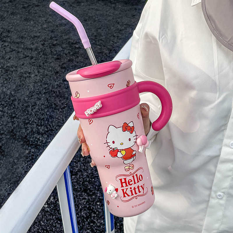 Hello Kitty Giant Insulated Cup for Girls with Straw Cute Cup for Office Ice Cup with Large Capacity L2512126RJ7-image-1098049101