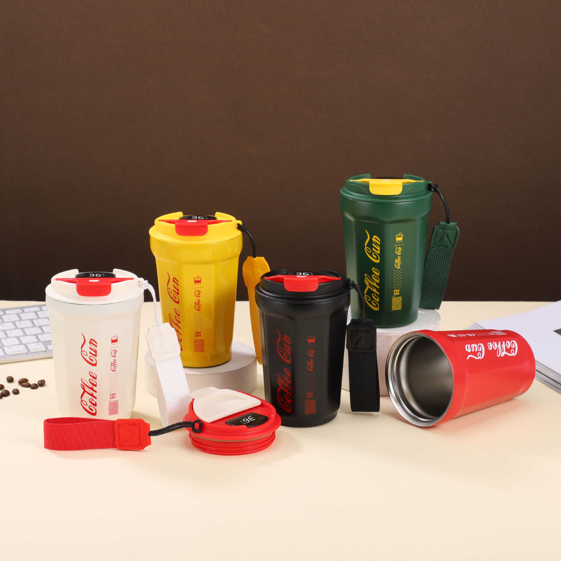 Intelligent temperature measurement Coca Cola coffee cup stainless steel double insulated cup mug office car portable water cup L2512129Y2P-image-1098028287