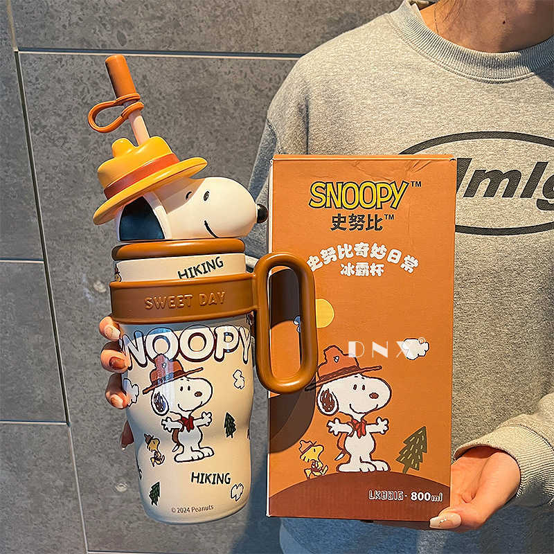 Snoopys new doll thermos creative ice cream cup portable handle outdoor sports water cup male and female student cup L251212NIEJ-image-1098051057