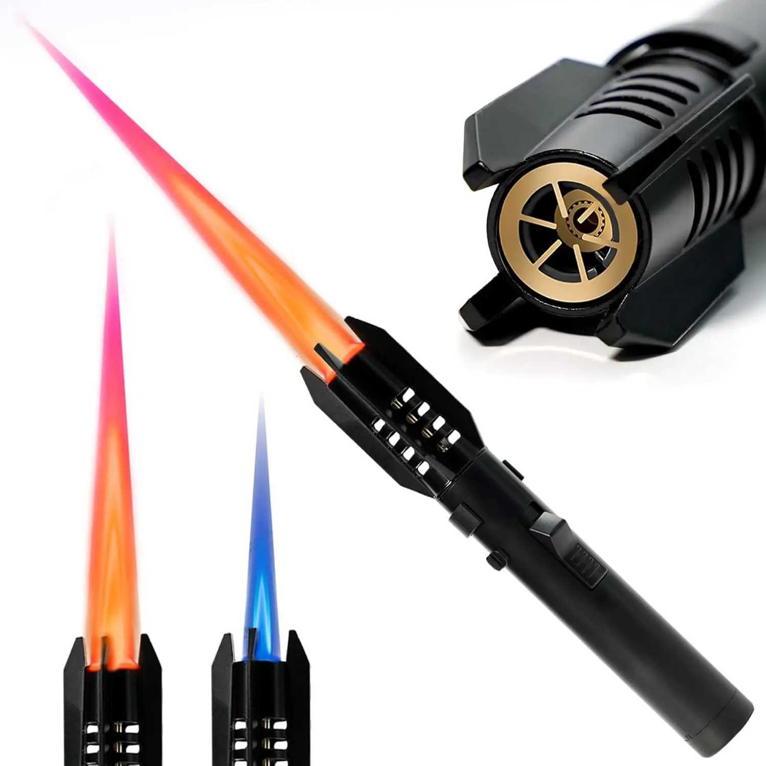 Refillable Windproof Torch Lighter with Adjustable Flame and Safety Lock for Outdoor Camping BBQ Essentials C260318-image-1098072152