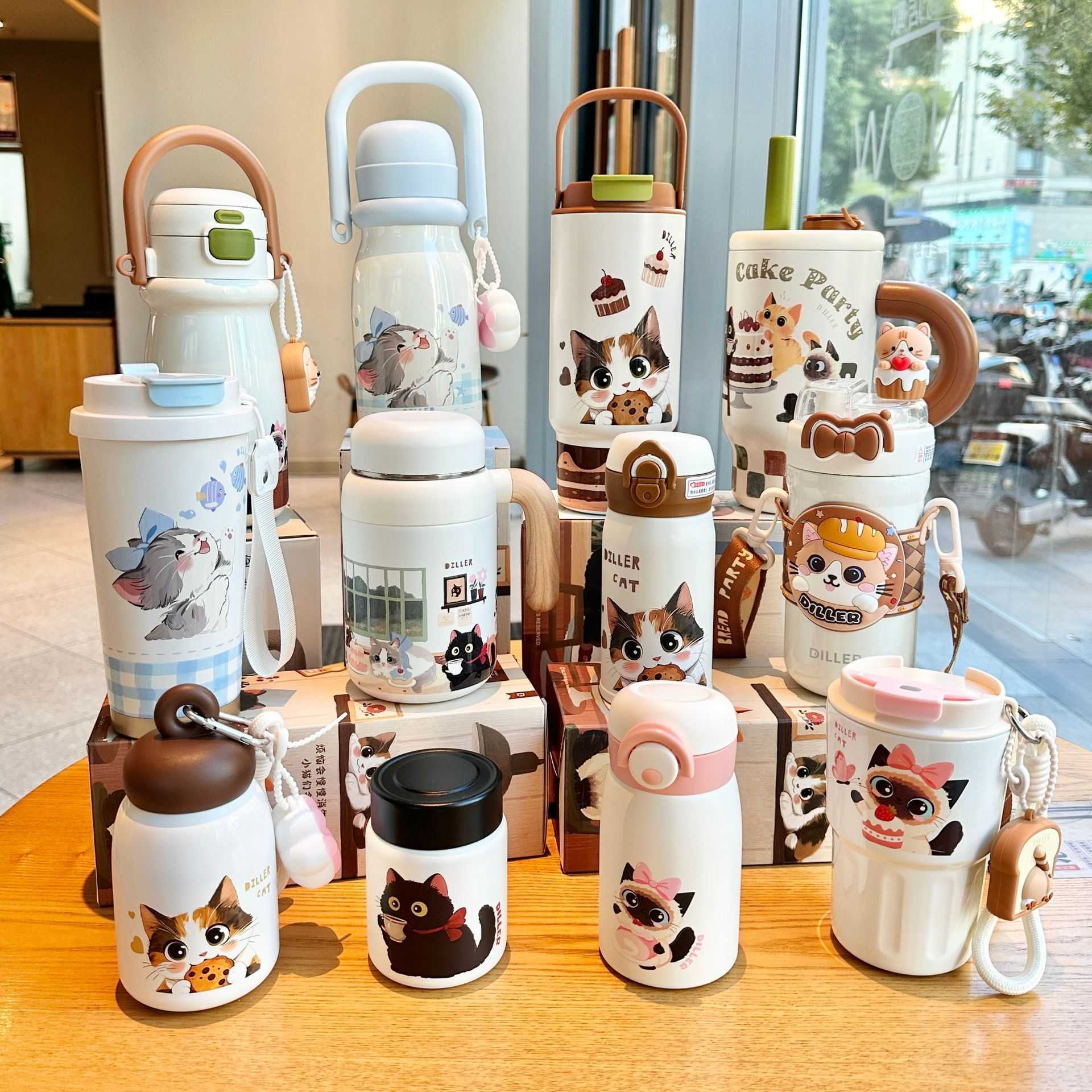 Dilebel Cat Stainless Steel Student Insulated Cup for Girls High-Value Cat New Portable Mini Pocket Cup L251212ZT6L-image-1098050090