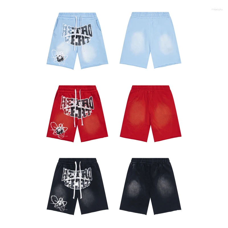 Men's Shorts Summer Daily Casual RETROVERT Women's High Street Vintage Wash Old Fashion Print Elastic Waist Pants