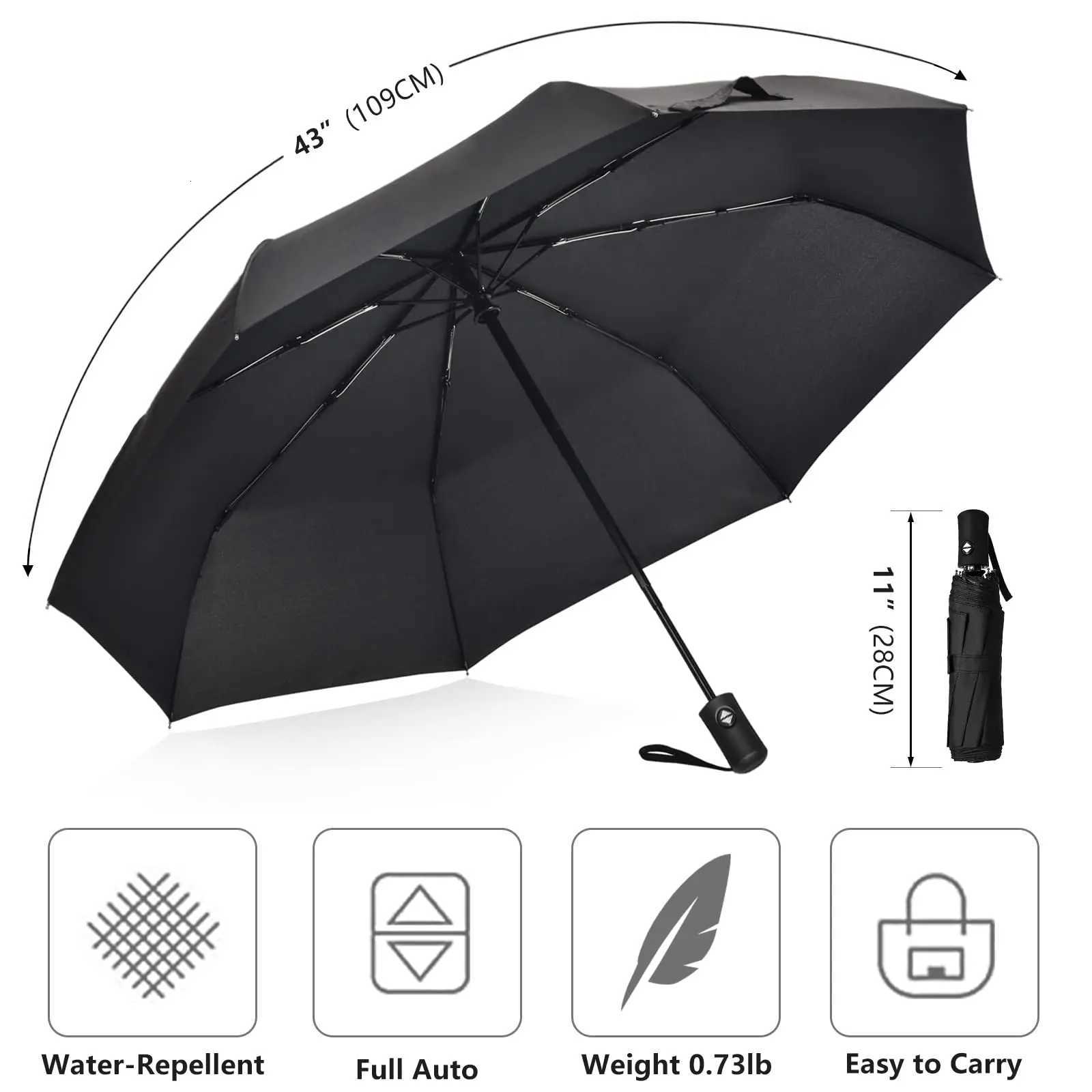 12 Bone Black Glue Fully Automatic Umbrella - Thick Durable Three-Fold UV Resistant Folding Design for Protection And Style H260318-image-1098060292