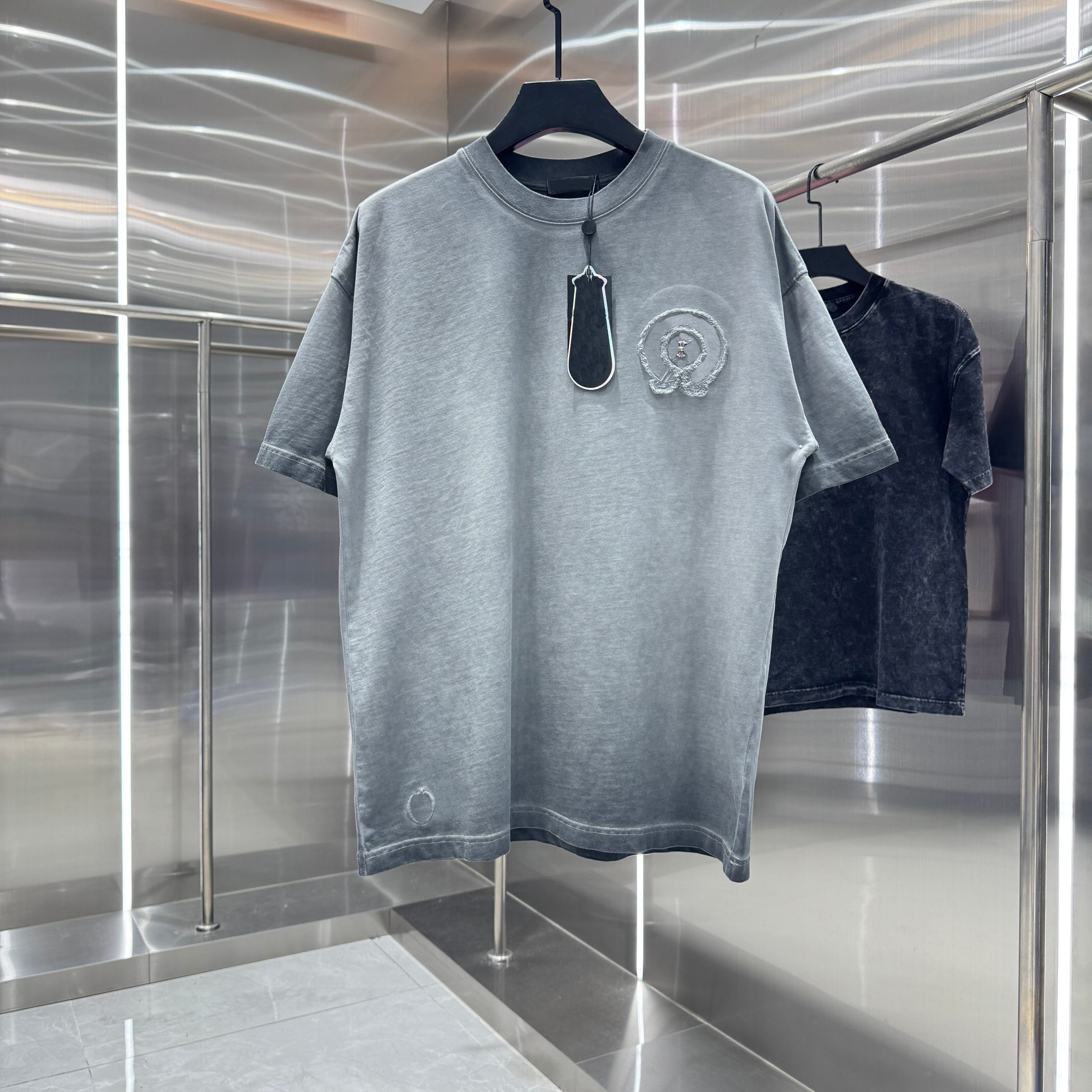 Men's Chrome Shirt Designer Clothing High Quality Men Women Short Sleeve Tops Tees Cross Sanskrit Loose Oversized Drop Shoulder Horseshoe Sansk