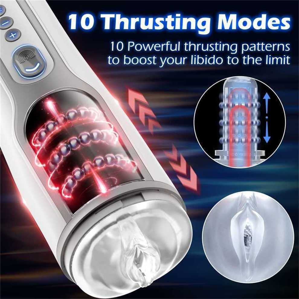 Kushor Automatic Male Masturbator 3D Realistic Vagina Masturbation Cup Telescopic Rotation Sex Toys for Men Adult Products 18 Ha66