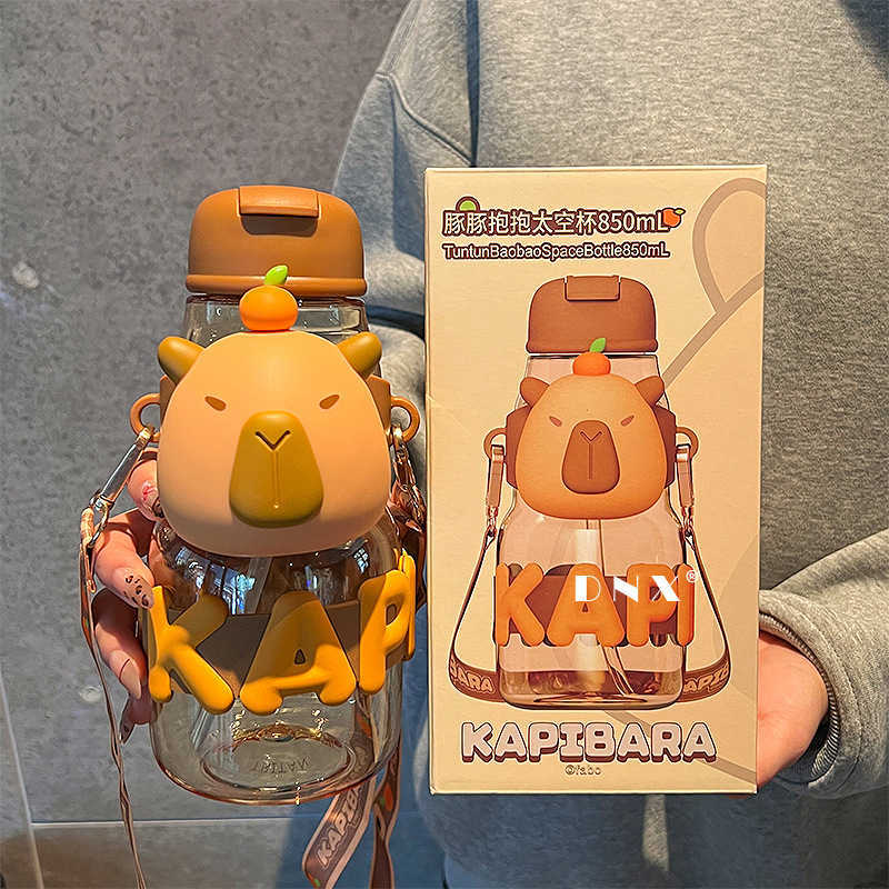 Kapibara Water Cup for Girls High Appearance Value with Straw Large Capacity Cute Tritan Cup Summer Student Water Bottle L251212G0YA-image-1098049433
