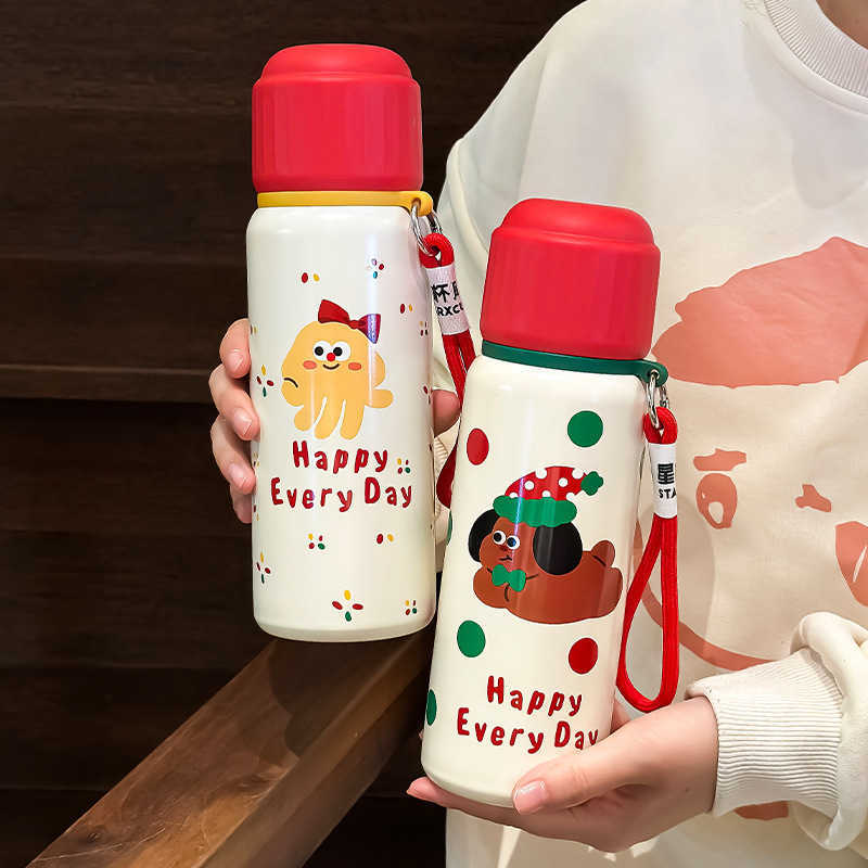 Student Insulated Cup Christmas High-Value Cup 316 Stainless Steel Portable Compact with Straw Double Drinking Cup for Girls L251212S4BB-image-1098048416