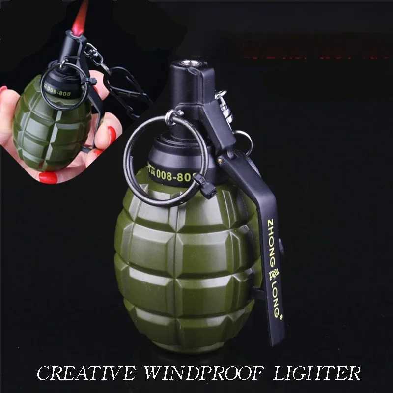 New Multifunctional Military Model Creative Windproof Lighter Metal Body Pink Flame Ashtray Butane Gas Lighter Collection Gift C260318-image-1098070516